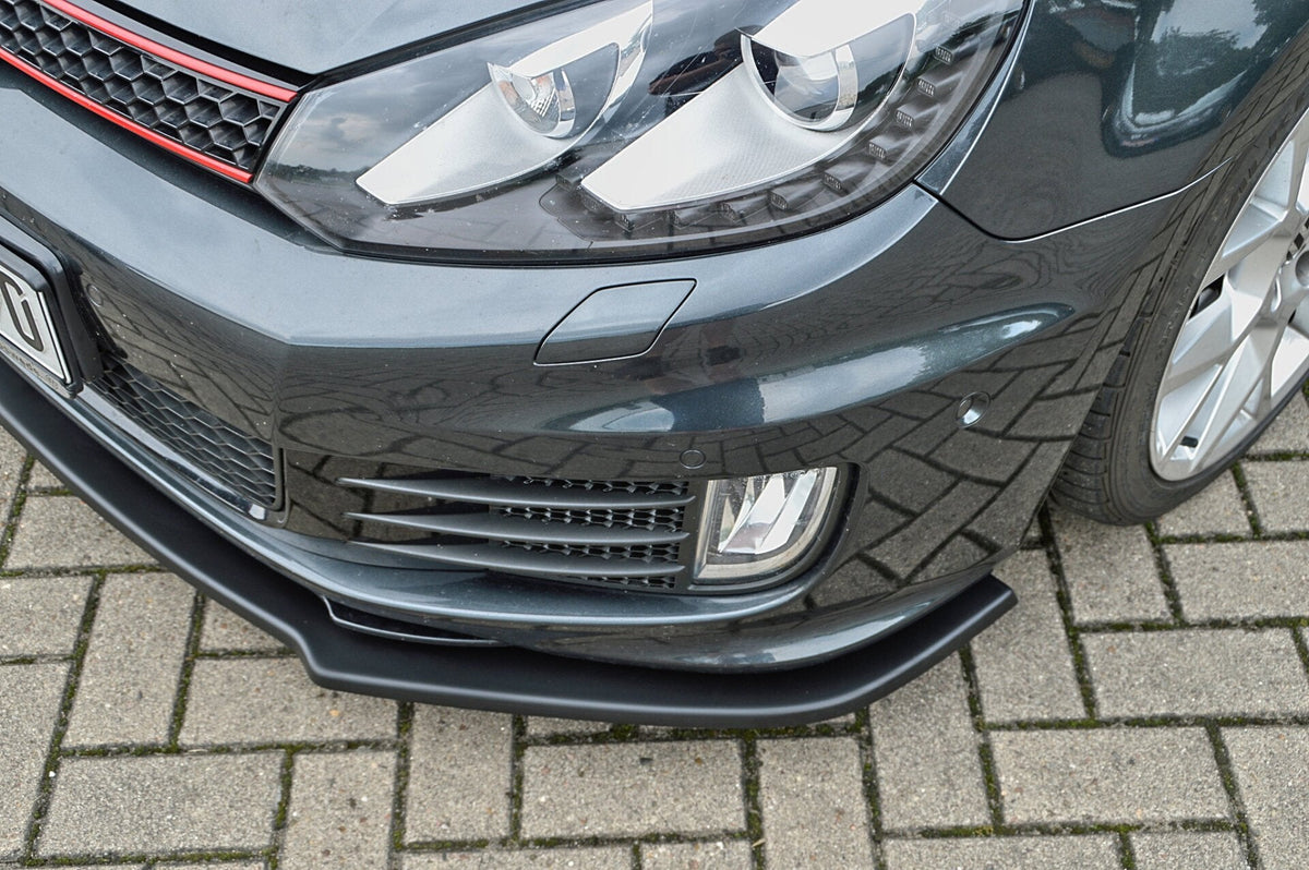 Vorne Spoilerschwert mit Cuplippe für VW Golf 6 GTI und ED35, Ingo Noak Tuning, rotes Frontspoiler-Design