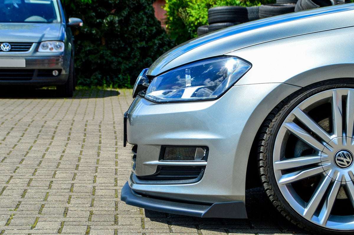 Frontspoilerlippe mit Wing für VW Golf 7 AU von Ingo Noak Tuning, schwarze Kunststoffstoßstange, aerodynamisches Design
