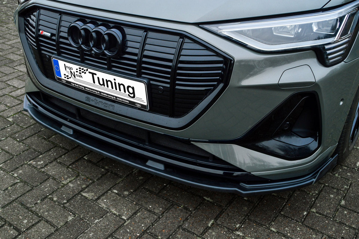 Vordere Cup Spoilerlippe mit Wing für Audi E-Tron Quattro und Sportback, in Schwarz, aus hochwertigem Kunststoff, Ingo Noak Tuning