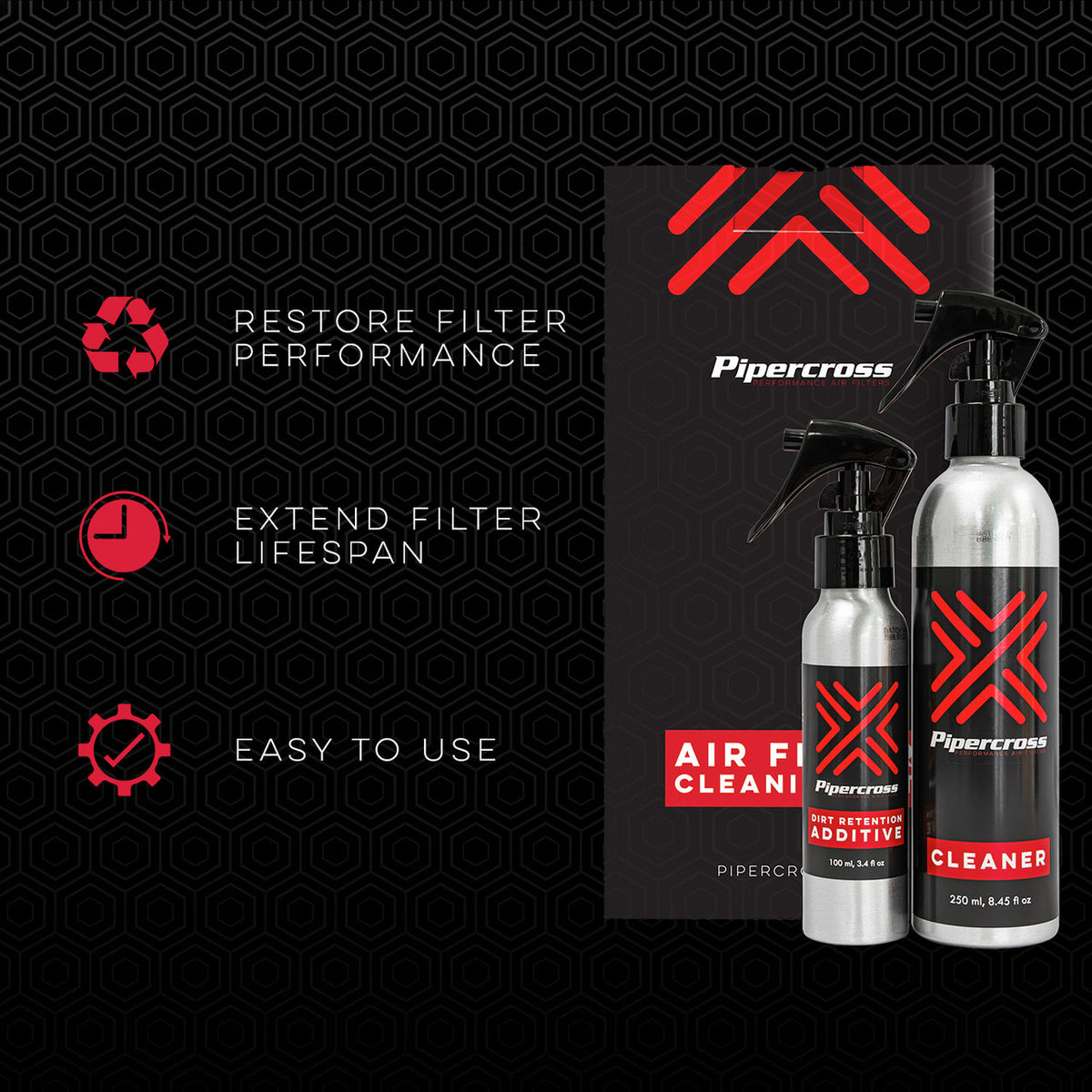 Pipercross Luftfilter Reiniger-Kit C9000 für geölte Autofilter