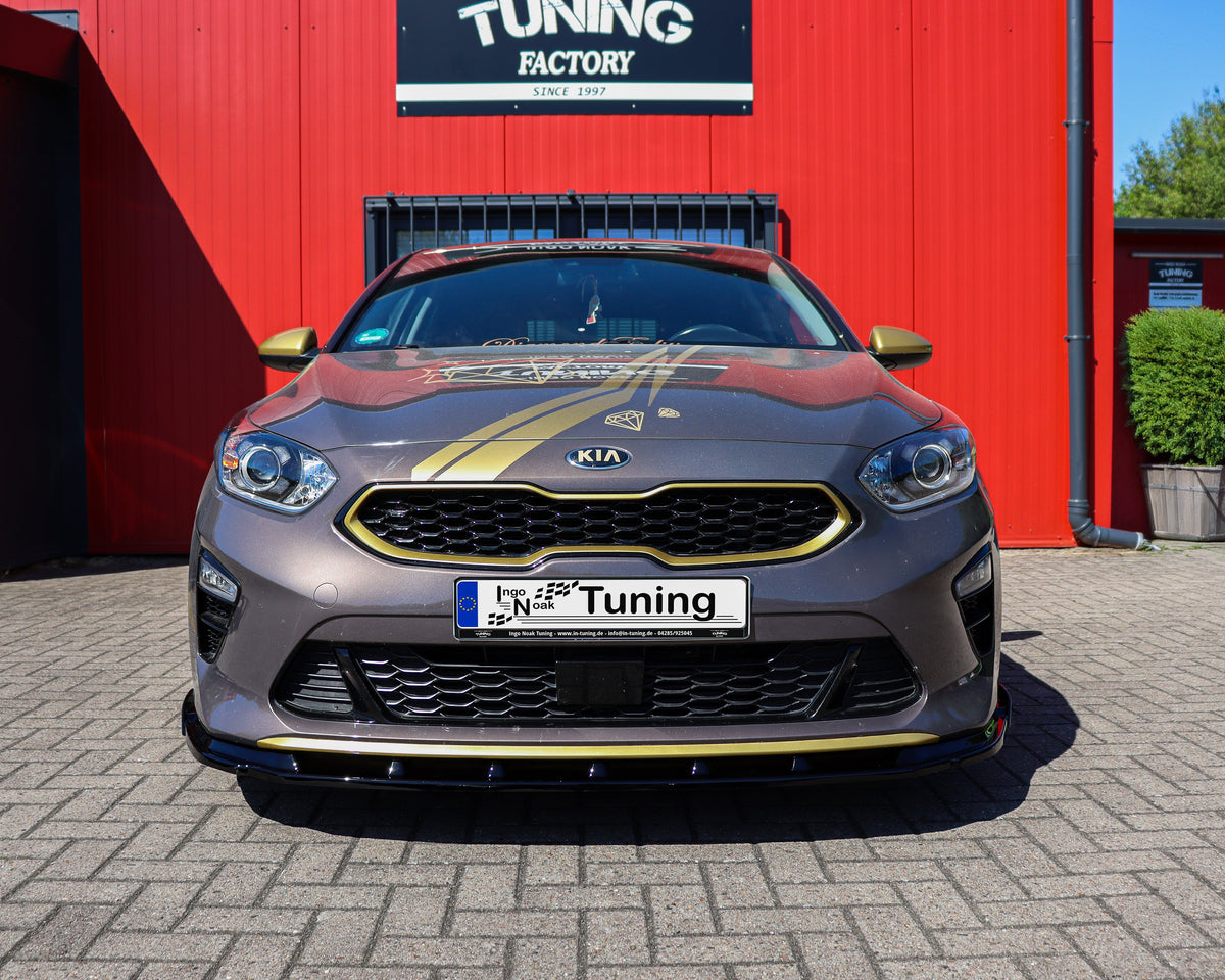 Frontspoilerlippe mit Wing für Kia Ceed CD, Ingo Noak Tuning, schwarze ABS-Qualität, sportliches Design, Fahrzeug-Upgrade