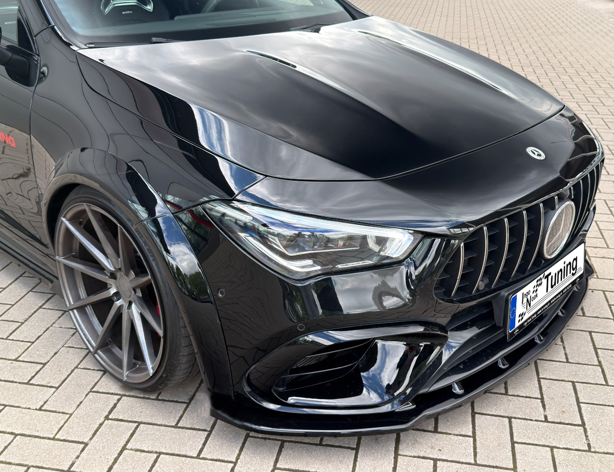 Breites Widebodykit aus ABS für Mercedes CLA 35/45 AMG, inklusive Aeropaket, von Ingo Noak Tuning, in schwarzem Design