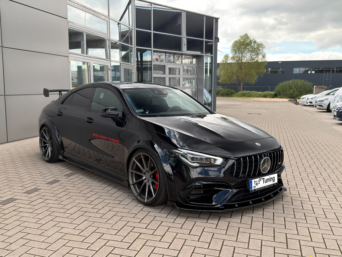 ABS Frontspoilerlippe mit Wings für Mercedes CLA 35/45 AMG, aerodynamisches Tuning-Element, in schwarz, von Ingo Noak Tuning