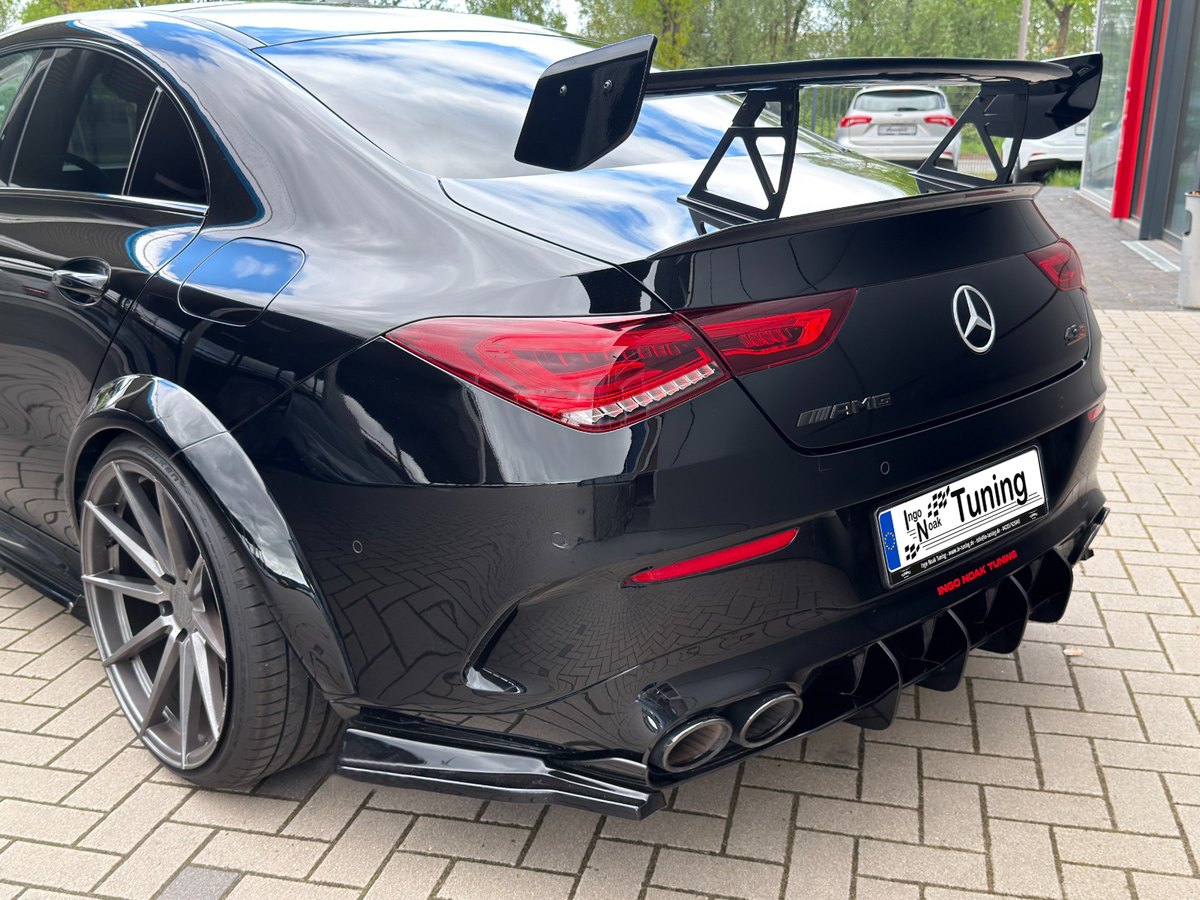 Heckansatz Seitenteile aus ABS für Mercedes CLA 35/45 AMG Aeropaket, Ingo Noak Tuning, sichtbare Seitenteile aus Kunststoff