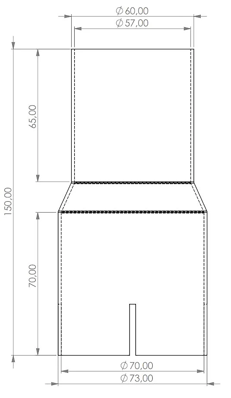 Edelstahl Reduzierer 70mm geschlitzt > 60mm Länge: 150mm