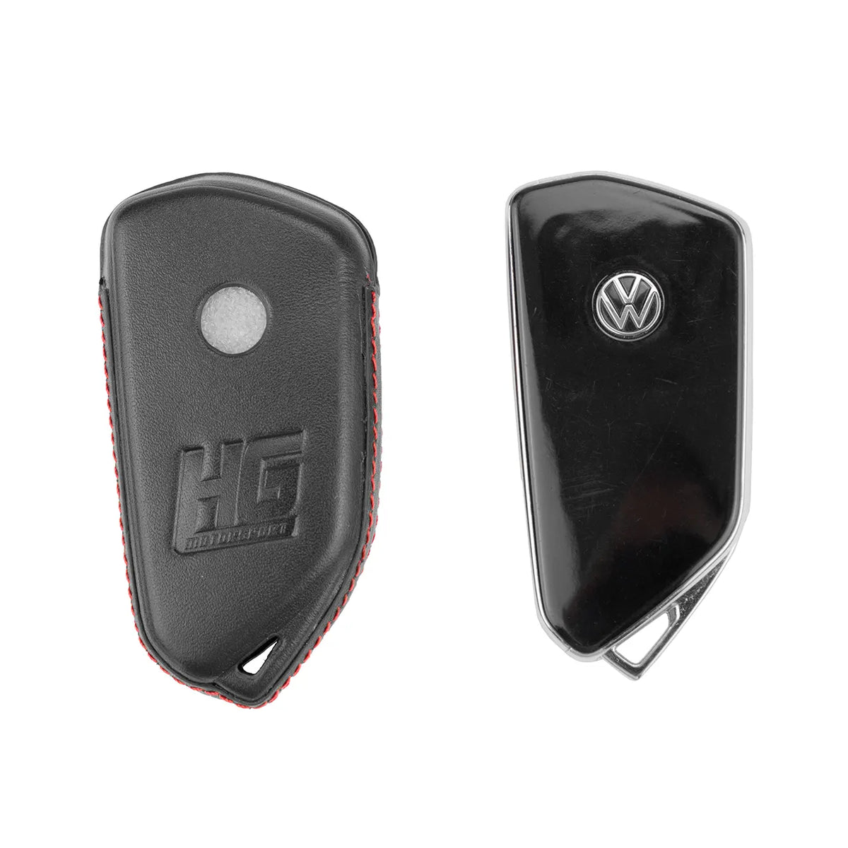 Leder Schlüsselcover 3-Tasten Autoschlüssel MQBevo (z.B. Golf 8, Octavia NX, Leon KL)
