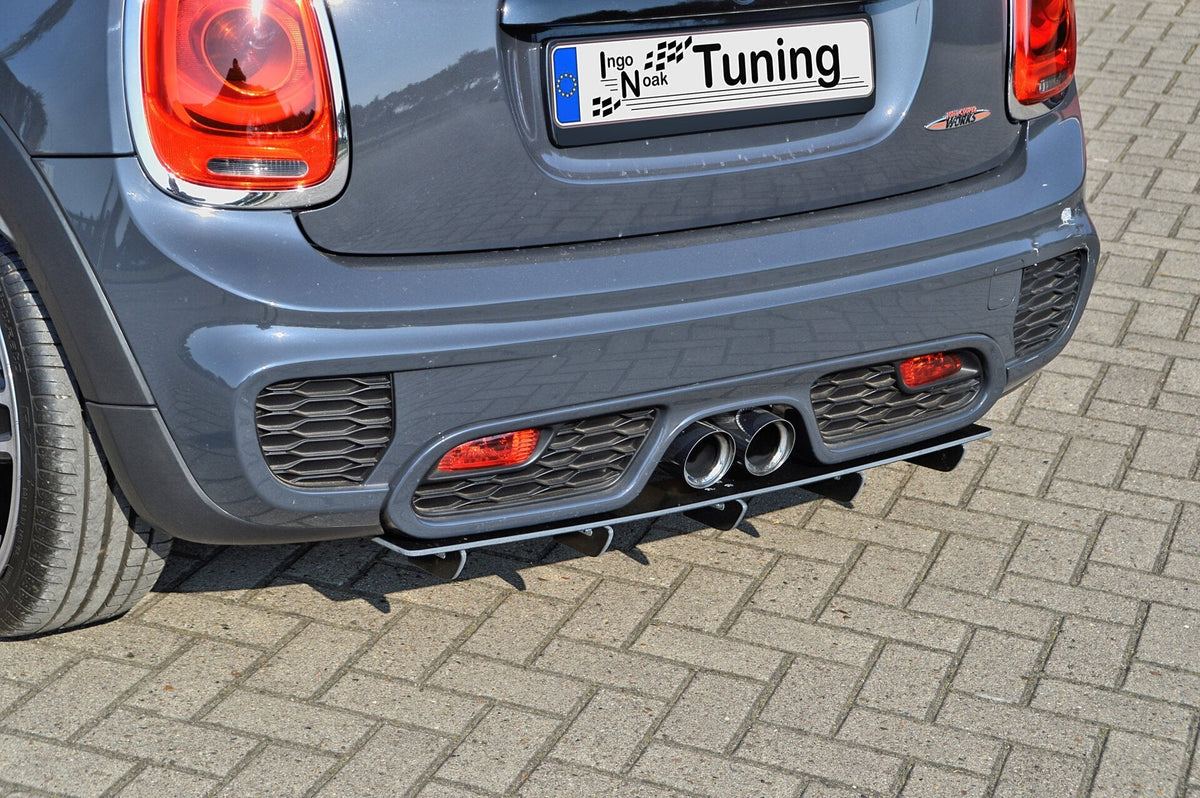 Gefräster Heckansatz mit Finnen für Mini Cooper JCW F55 F56 ab Bj. 2014