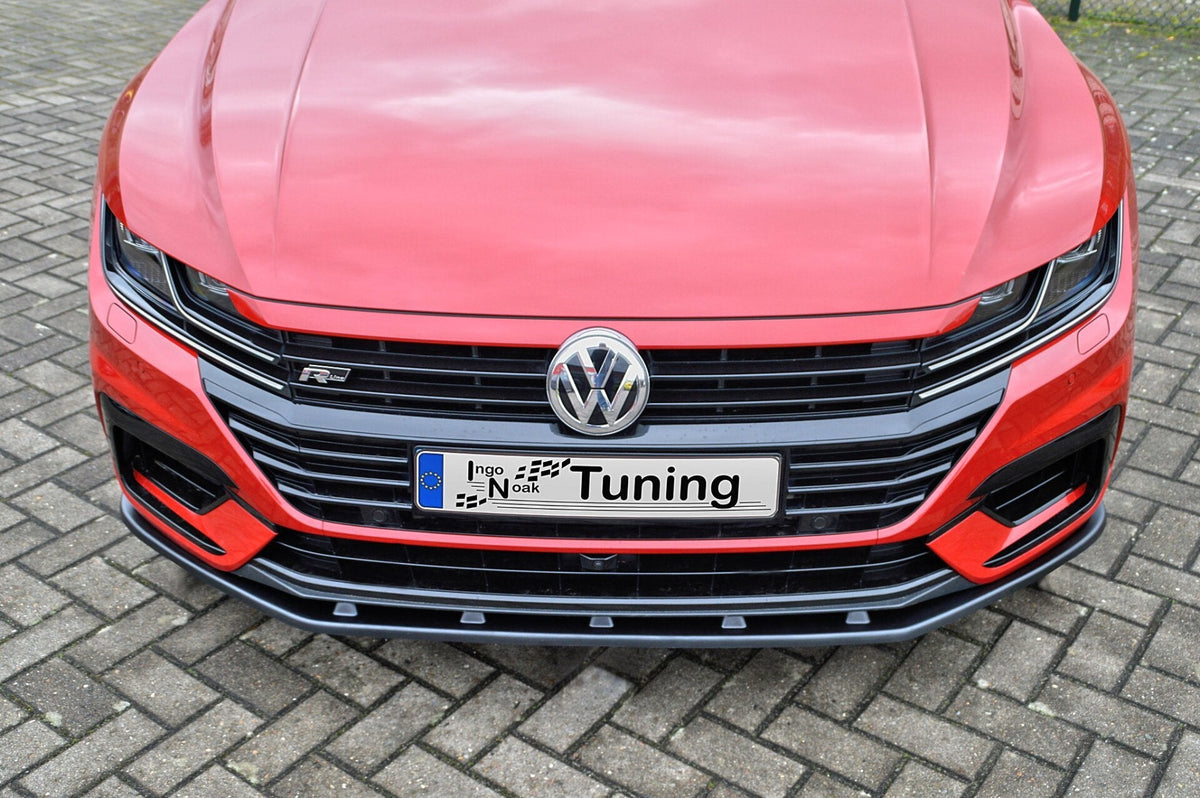 Frontspoilerlippe für VW Arteon von Ingo Noak Tuning, sportliche Optik, aus robustem Material, zeigt die aerodynamische Fahrzeugfront