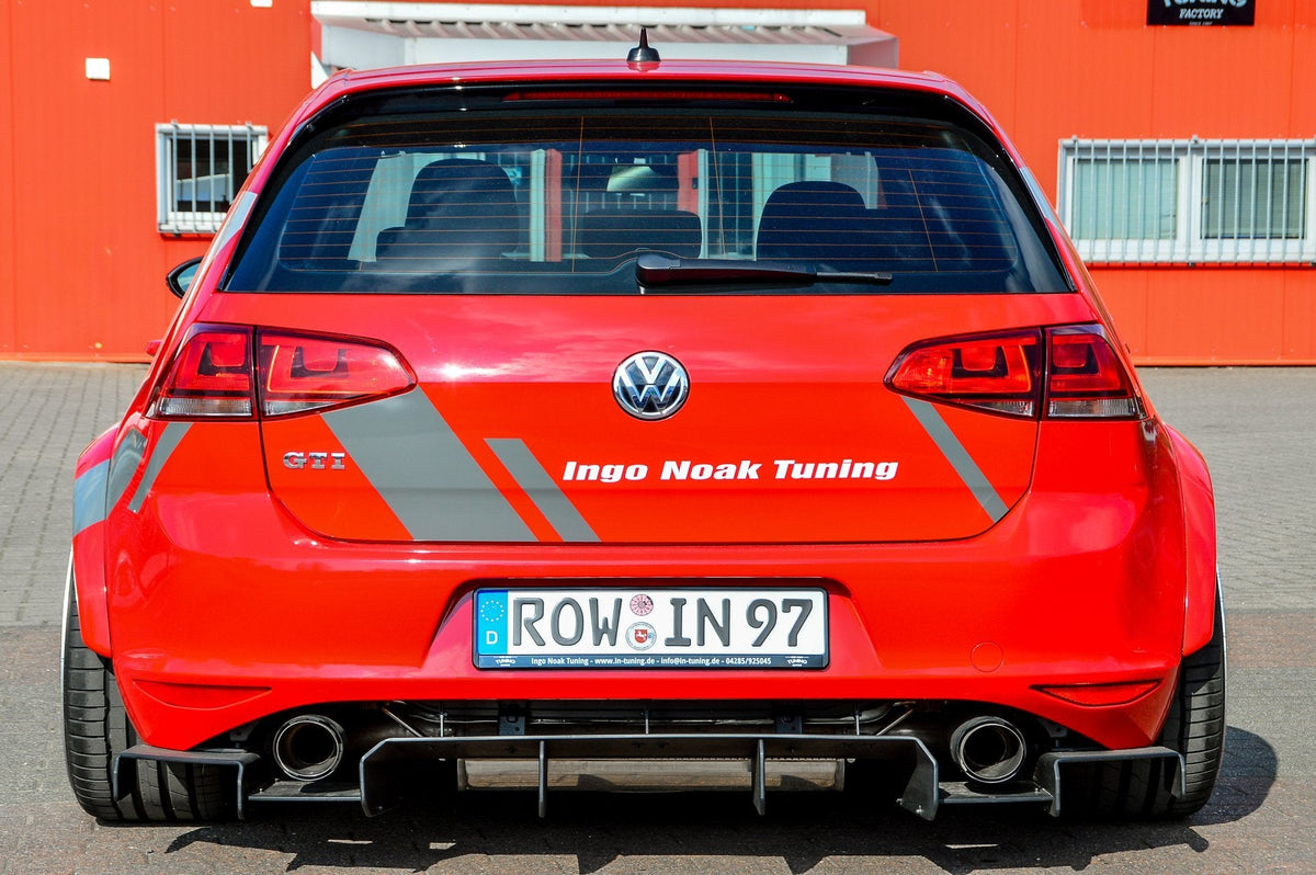 Gefräster Heckansatz mit Seitenteilen für VW Golf 7 GTI, Ingo Noak Tuning, aus hochwertigem Material, zeigt das Design im Bild