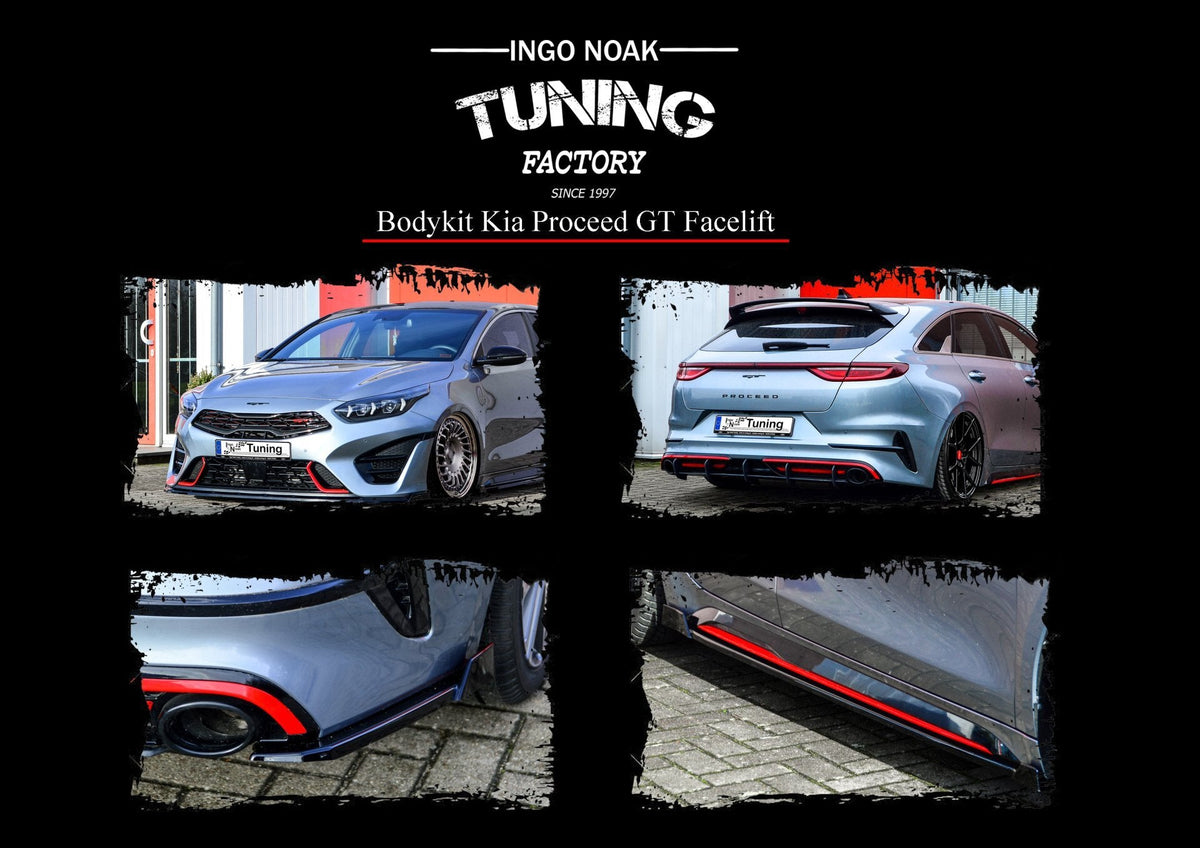 Ingo Noak Tuning Bodykit für Kia Proceed GT CD Facelift 2021-; seitliche Stoßstangen und Frontlippe sichtbar
