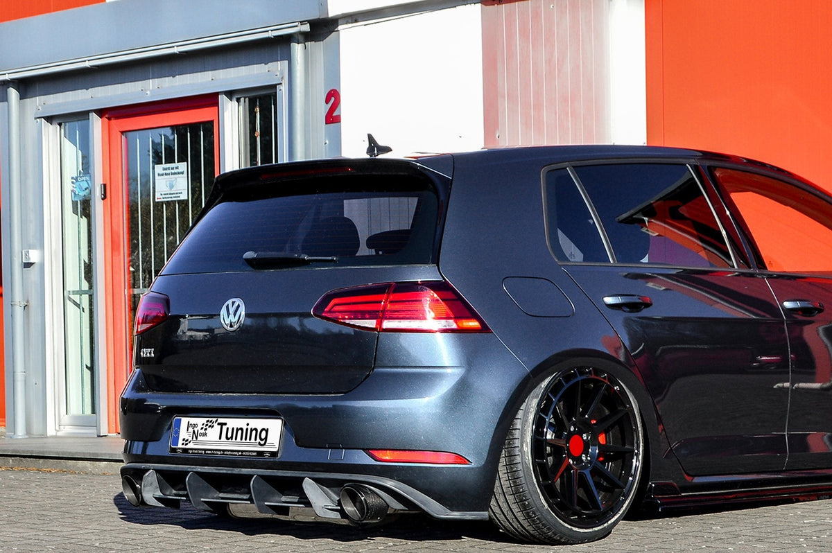 Ingo Noak Tuning Heckansatz Diffusor Version 2 für VW Golf 7 GTI mit Performance Facelift, sichtbarer Heckspoiler und aerodynamisches Design