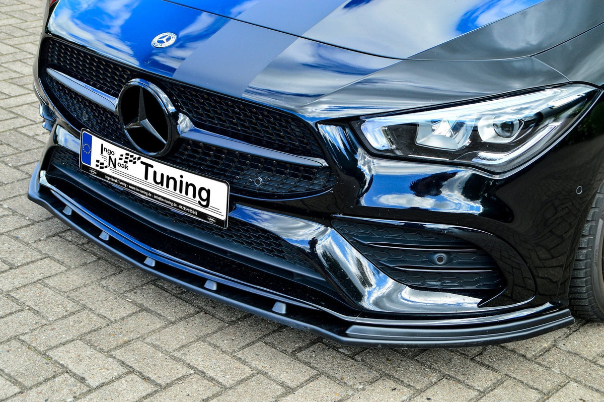 Abschließende Cuplippe Spoilerlippe aus ABS für Mercedes CLA AMG-Line C118 X118, schwarz, passend für Tuning-Optik.