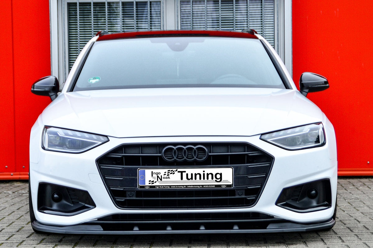 Frontspoilerlippe für Audi A4 B9 Facelift ab 2019, Ingo Noak Tuning, aus langlebigem Material, zeigt die sportliche Frontpartie.