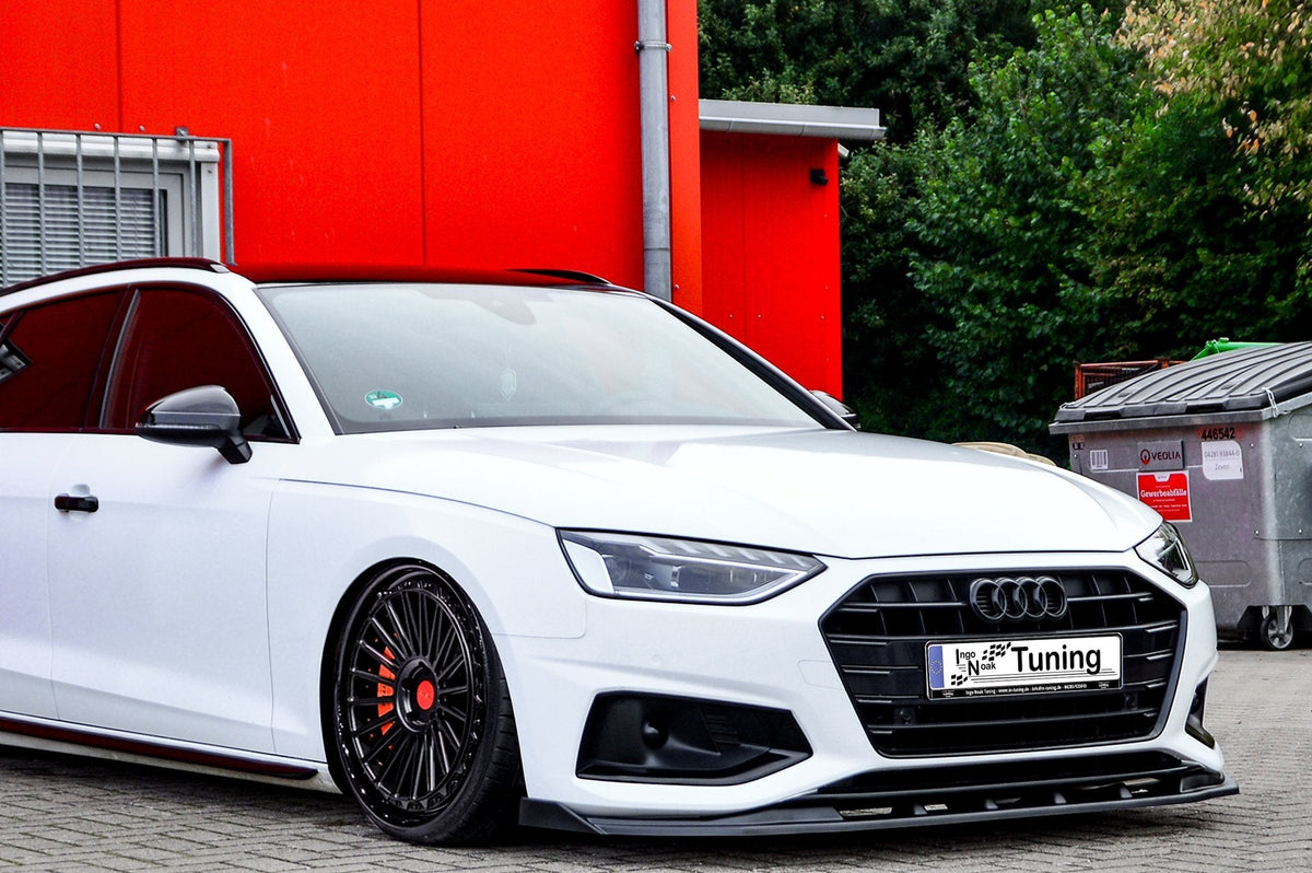 Frontspoilerlippe mit Wing für Audi A4 B9 Facelift ab 2019, Ingo Noak Tuning, aus hochwertigem Kunststoff, detailreiche Passform