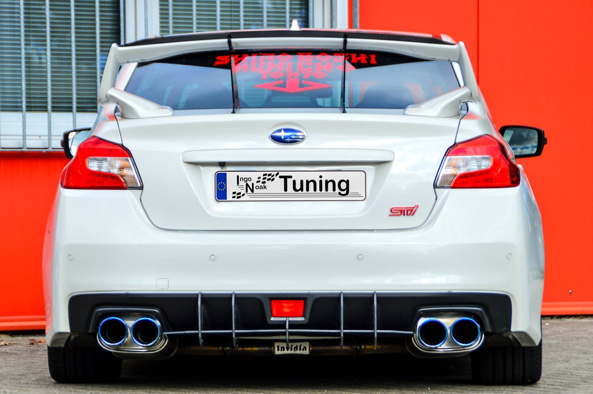 Gefräster Heckansatz Version 2 für Subaru Impreza WRX STi, schwarz, aus hochwertigem Material, zeigt die aerodynamische Heckstoßstange