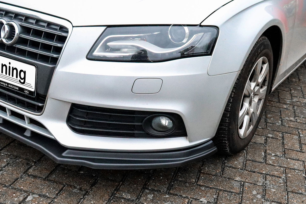 Frontspoilerlippe für Audi A4 B8 S-Line von Ingo Noak Tuning, sportliches Design, aus hochwertigem Material, sichtbare Details.