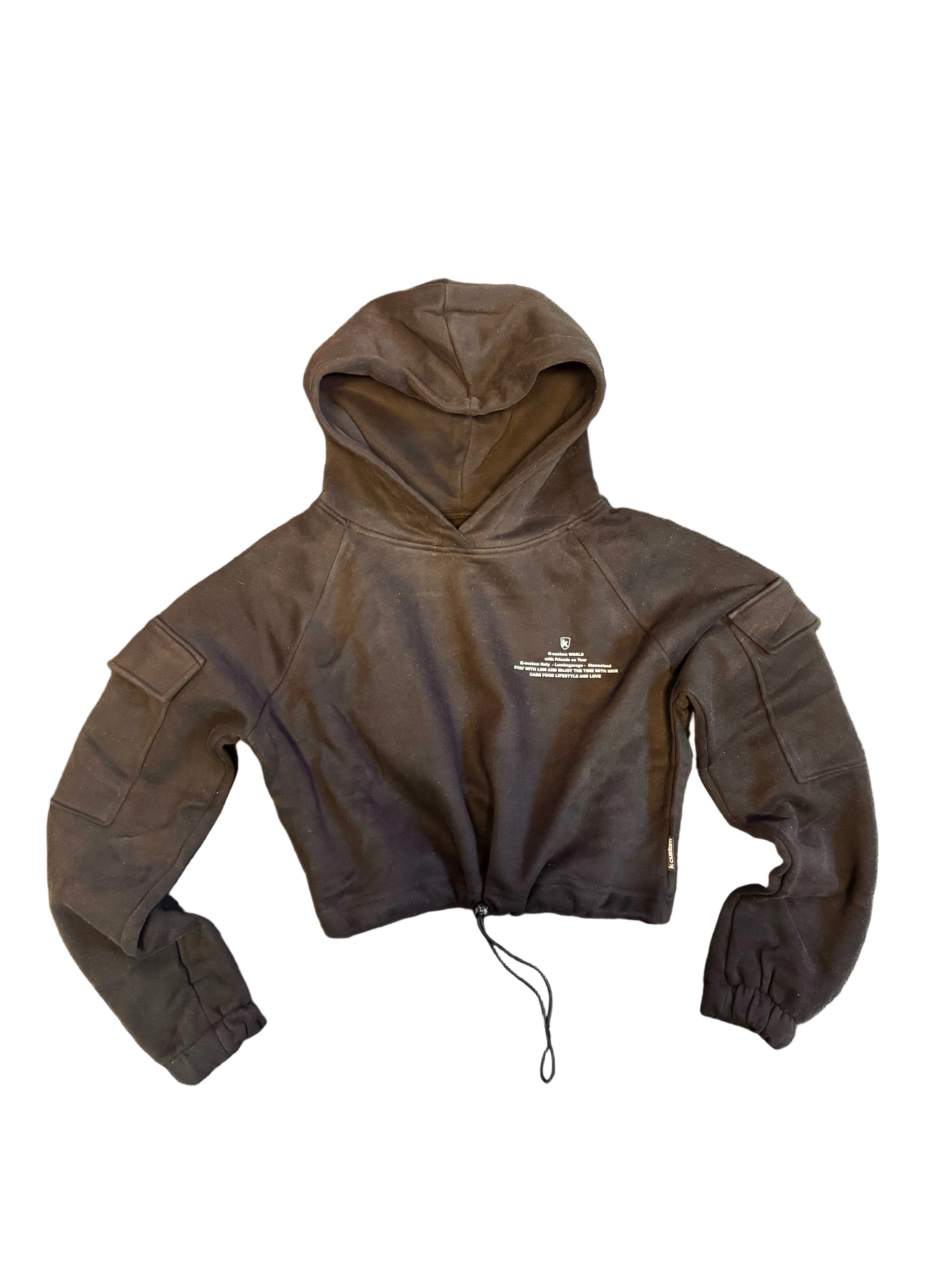 OVERSIZE CROP - Kapuzenpullover - black mit Käfer Print