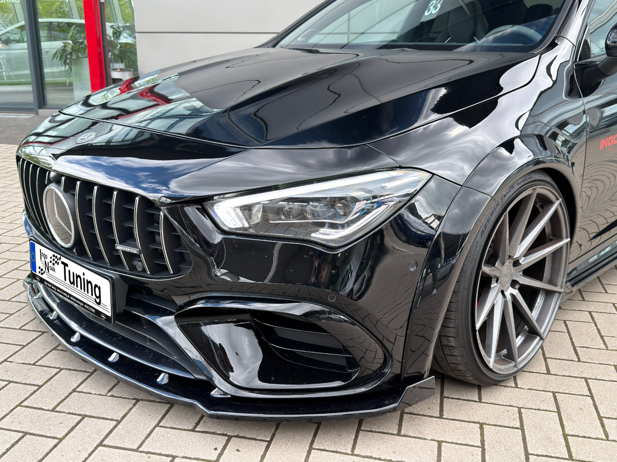 Breites ABS Widebodykit für Mercedes CLA 35/45 AMG, Ingo Noak Tuning, aerodynamisches Karosserieteil in schwarz