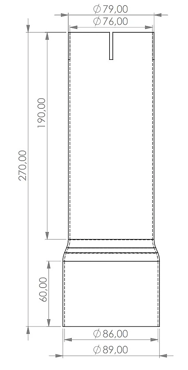 Edelstahl Reduzierer 88,9mm > 76mm geschlitzt Länge: 270mm