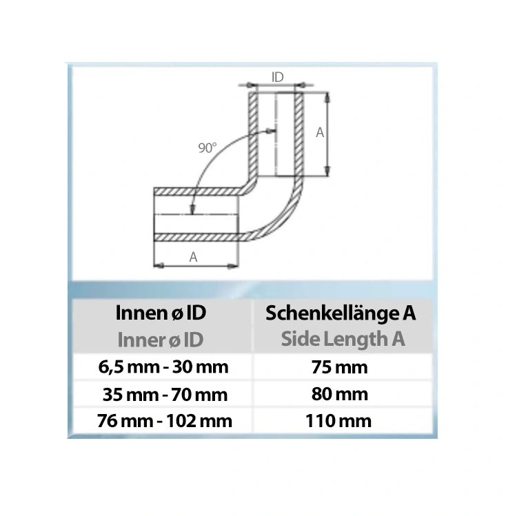 Silikonbogen 90°C (6,5mm - 51mm Innendurchmesser)